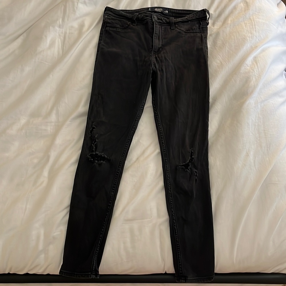 Black Distressed Hollister Jean Leggings